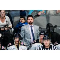 Riley Armstrong behind the Wheeling Nailers Bench