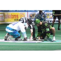 Rochester Knighthawks' Jake Withers vs. Saskatchewan Rush's Jeremy Thompson