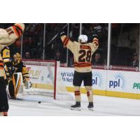 Oskar Lindblom of the Lehigh Valley Phantoms celebrates a goal vs. the Wilkes-Barre/Scranton Penguins