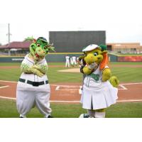 Dayton Dragons Mascots Heater and Gem