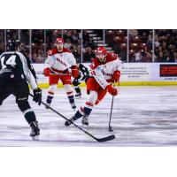 Allen Americans Forward Zach Pochiro controls the puck vs. the Utah Grizzlies