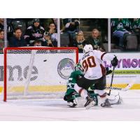 Nathan Gerbe of the Cleveland Monsters scores against the Texas Stars