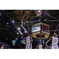 Rhamel Brown of the Halifax Hurricanes skies for a dunk against the Moncton Magic
