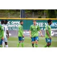 David Estrada (center left) and Sakari Carter (center right) of Seattle Sounders FC 2 were recognized by the USL for their Week 13 performances