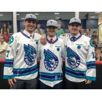 Rochester Knighthawks Jake Withers, Austin Shanks and Eric Fannell at the 2017 Draft