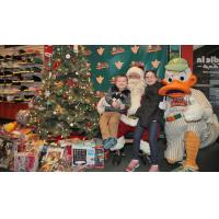 Santa Claus and QuackerJack at the Long Island Ducks' Waddle In Shop