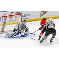 San Antonio Rampage goaltender Ville Husso makes a save in overtime