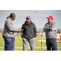 Pepper Johnson, Mike Singletary and Hines Ward at Memphis Express practice
