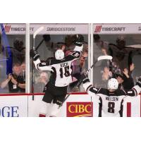Vancouver Giants right wing Davis Koch celebrates against the Moose Jaw Warriors