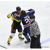 Johnstown Tomahawks forward Carson Briere in a tussle
