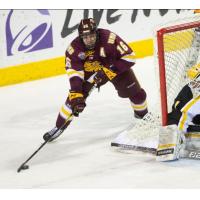 Forward Billy Exell with the University of Minnesota-Duluth