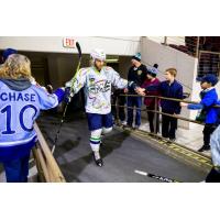 Maine Mariners enter the ice in their Make-A-Wish jerseys